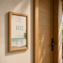 15.6inch vertical wooden electronic doorplate door sign